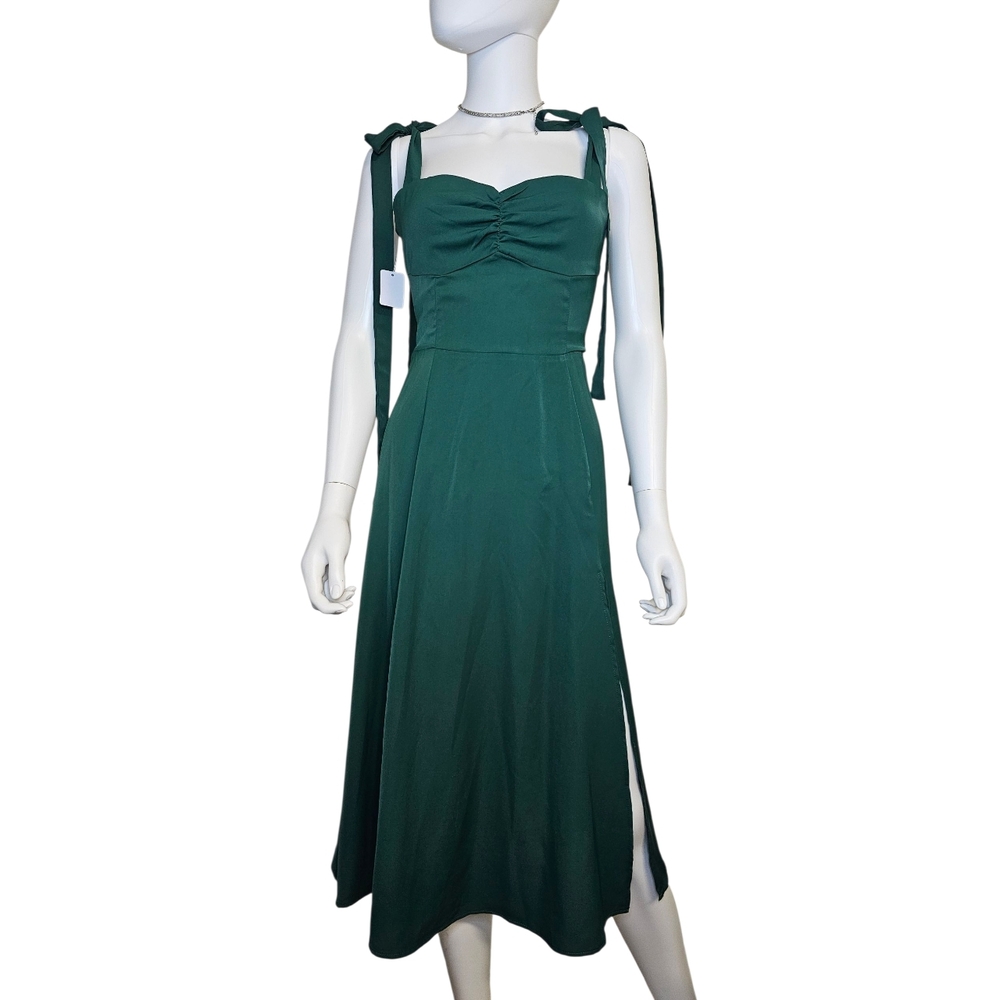 Amazon Green Midi Dress with Slit - Picture 2 of 3